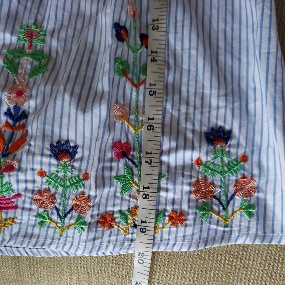 Bohemian Festival Off the Shoulder Embroidered 3/4 tie sleeve Top  Sz Large - Picture 8 of 9